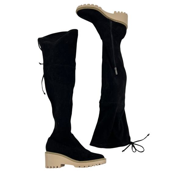 Nicole Miller Bass over the knee OTK faux suede stretch solid black boots size 8 - Picture 2 of 11